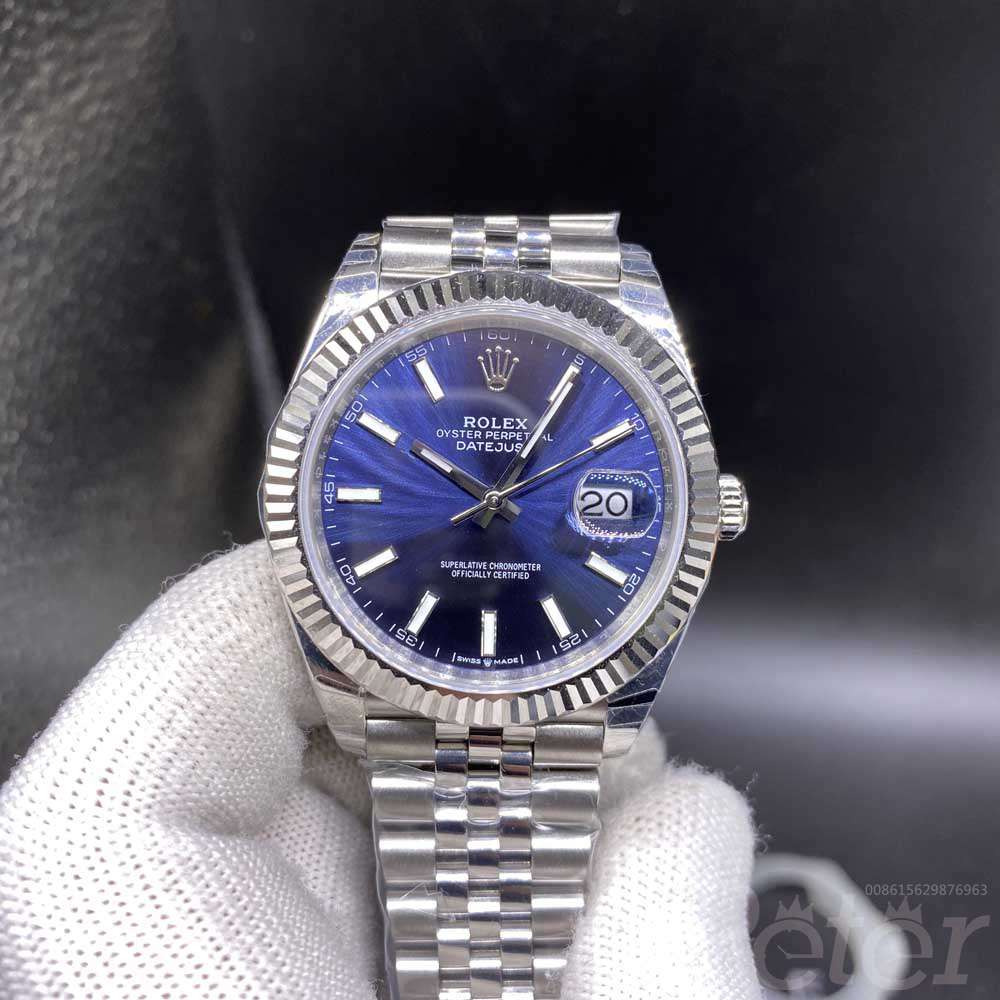 Datejust Siwss 1:1 silver case 39.5mm blue dial fluted bezel jubilee bracelet EW 3235 movement M120