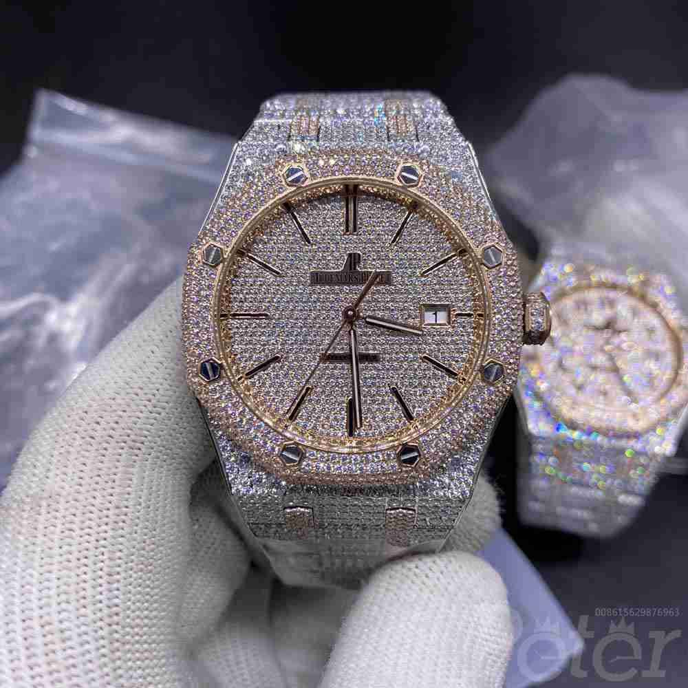 AP Swarovski diamonds rose gold two tone case 41mm Cal.3120 automatic movement bustdown shiny watch XD34