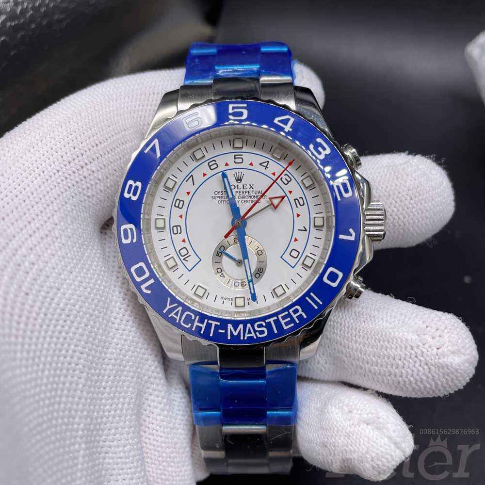 YM II AAA silver case 44mm white dial blue bezel oyster bracelet men automatic 2813 movement S030