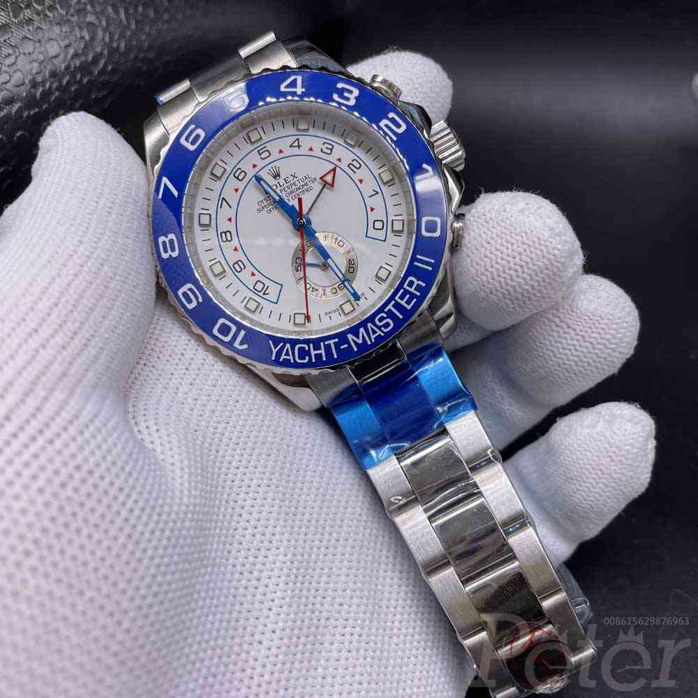 YM II AAA silver case 44mm white dial blue bezel oyster bracelet men automatic 2813 movement S030