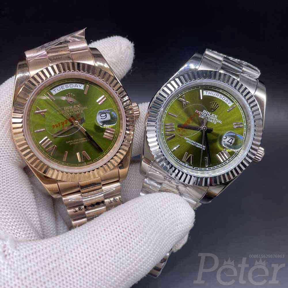 DayDate AAA green dial rose gold/silver 40mm fluted bezel roman numbers president bracelet men watches S026