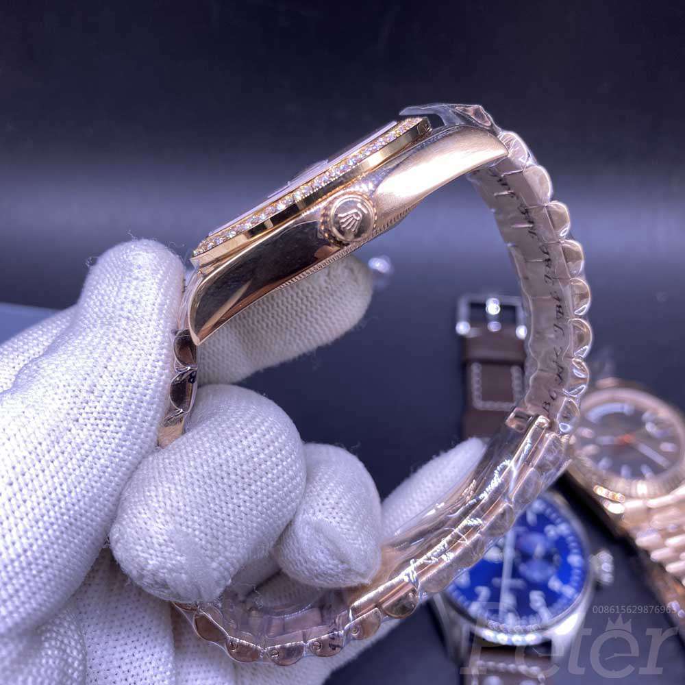 DayDate AAA rose gold case 40mm green dial roman numbers diamonds bezel president bracelet automatic S030