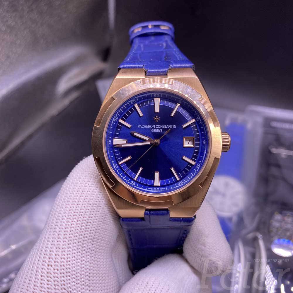 VC AAA rose gold case 41mm blue dial blue leather strap automatic 2813 movement M035