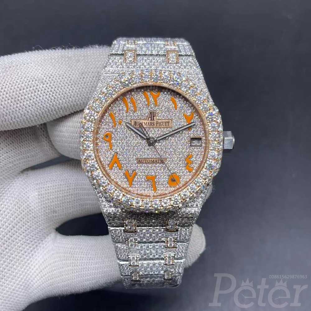 AP Moissanite diamonds rose gold two tone case 41mm Swiss automatic movement top grade expensive watch H17