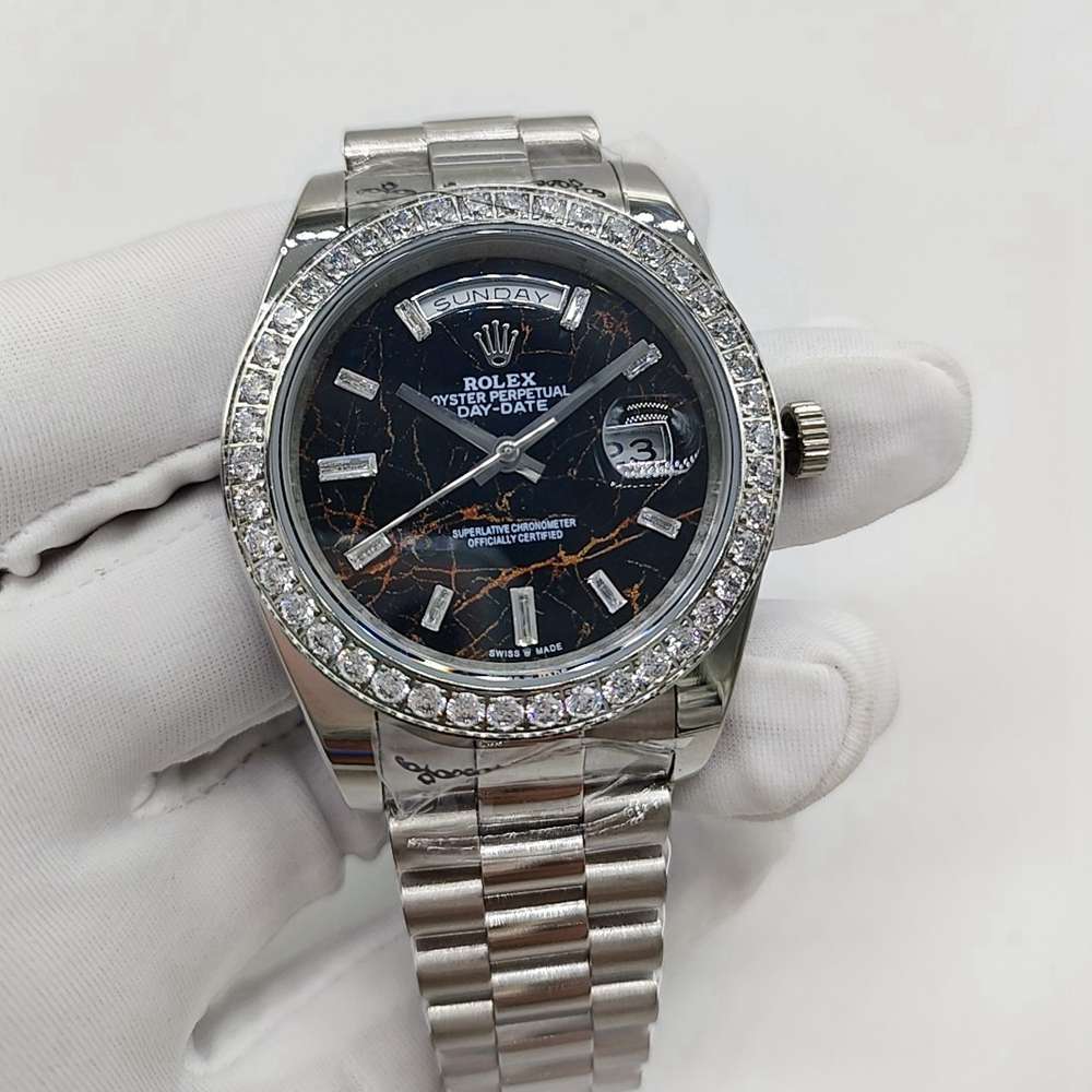 DayDate Eisenkiesel set with diamonds dial silver case 41mm president bracelet AAA automatic Sxx30