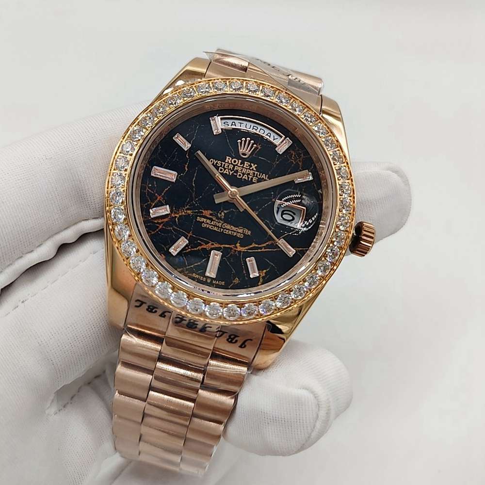 DayDate rose gold case 41mm AAA automatic Eisenkiesel set with diamonds dial replica Rolex Sxx30