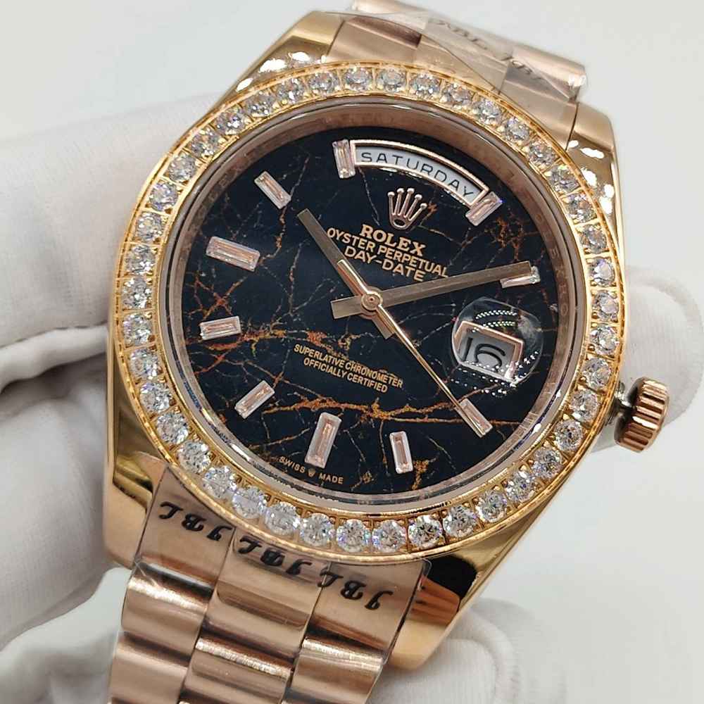 DayDate rose gold case 41mm AAA automatic Eisenkiesel set with diamonds dial replica Rolex Sxx30