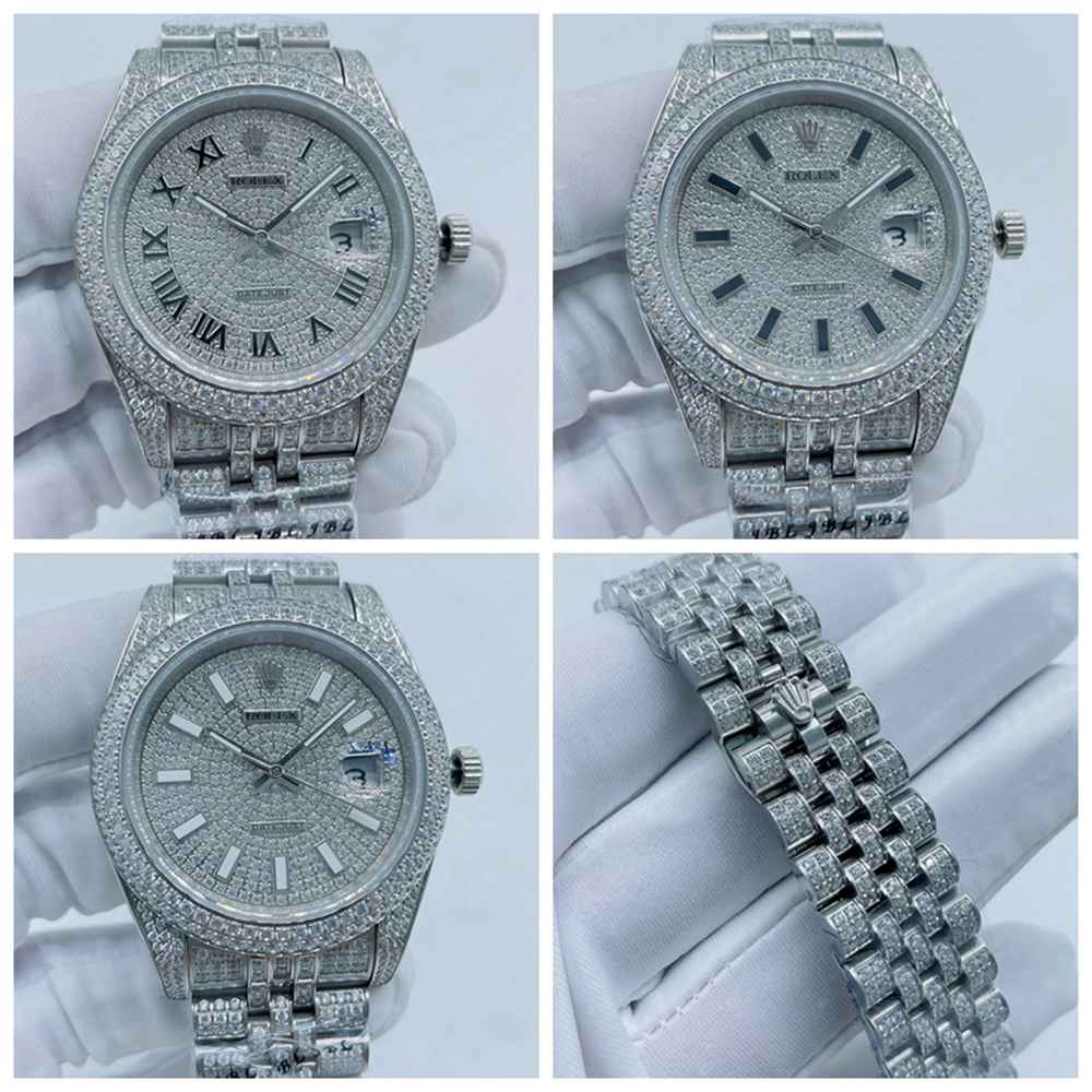 Datejust full diamonds silver case 41mm AAA automatic 2813 movement jubilee bracelet men's watches S100