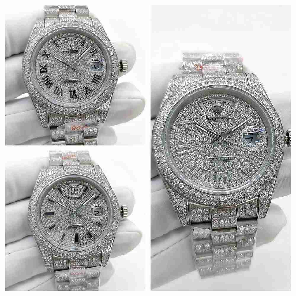 DayDate full diamonds silver case 41mm AAA automatic 2813 movement president bracelet S10