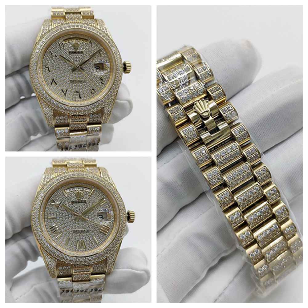 DayDate AAA diamonds gold case 41mm Arabic/Roman numbers president bracelet automatic 2813 movement S10