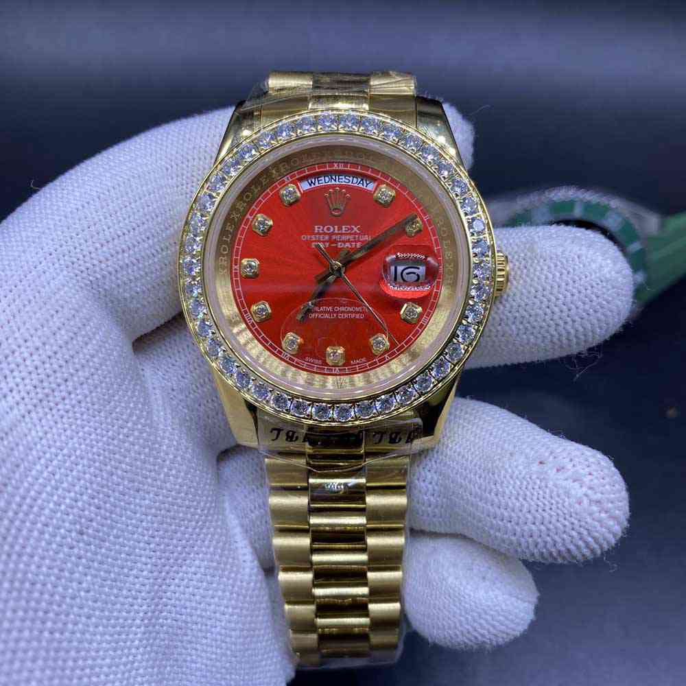 DayDate gold case 40mm red dial diamonds numbers president bracelet AAA automatic 2813 men watch MH027