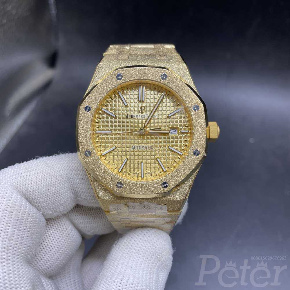 AP Frosted gold case 42mm gold dial AAA automatic 2813 movement men watch XJ038