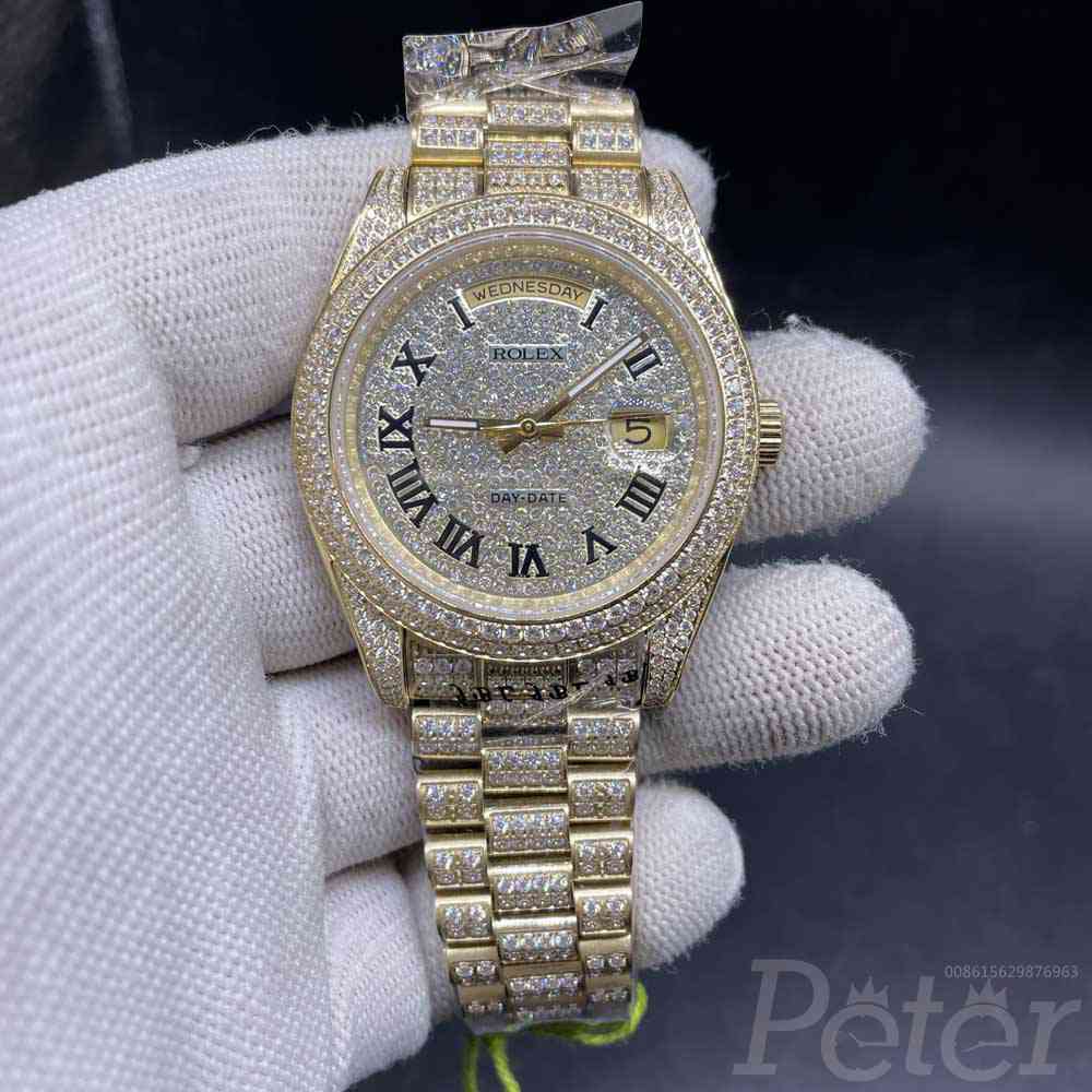 DayDate 41mm diamonds gold case Roman numbers AAA automatic 2813 movement shiny luxury watch S100