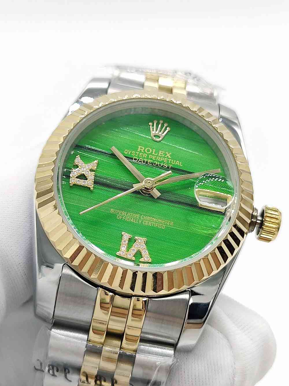 Datejust 2tone gold 31mm women automatic 2813 movement jubilee bracelet green dial roman 6-9 S028