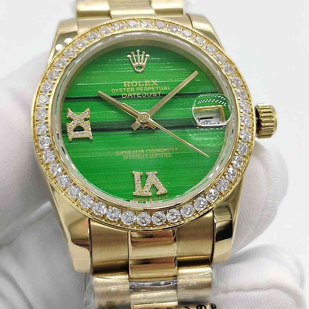Datejust gold/green AAA 31mm diamonds bezel Roman stones 6-9 clock president bracelet women automatic S032