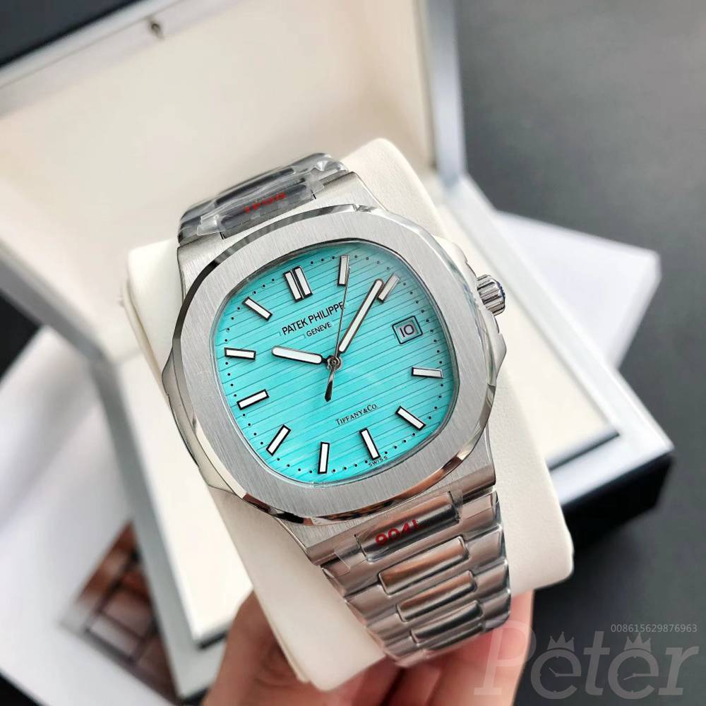 Patek Tiffany blue dial silver case 40mm AAA+ automatic 8215 movement F047