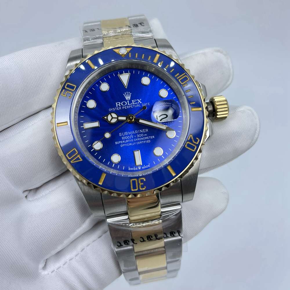 SUB 41mm 2tone gold case black/blue dial ceramic bezel AAA 2813 automatic men new watches S030