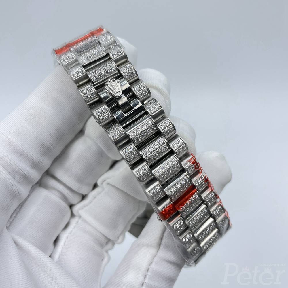 DayDate 41mm diamonds steel case black dial Roman stone numbers president bracelet men AAA automatic watch S100