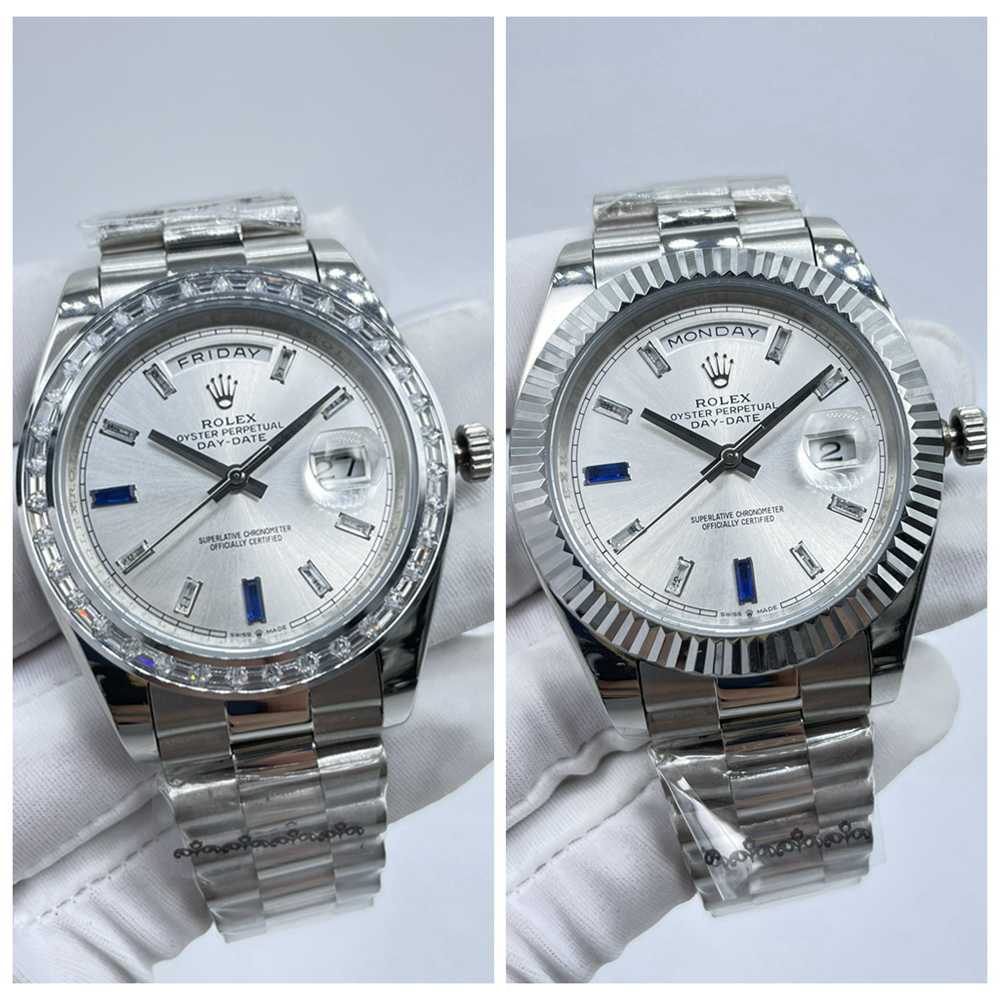 DayDate 41mm silver dial two different bezels AAA stainless steel automatic men watches Sxxx
