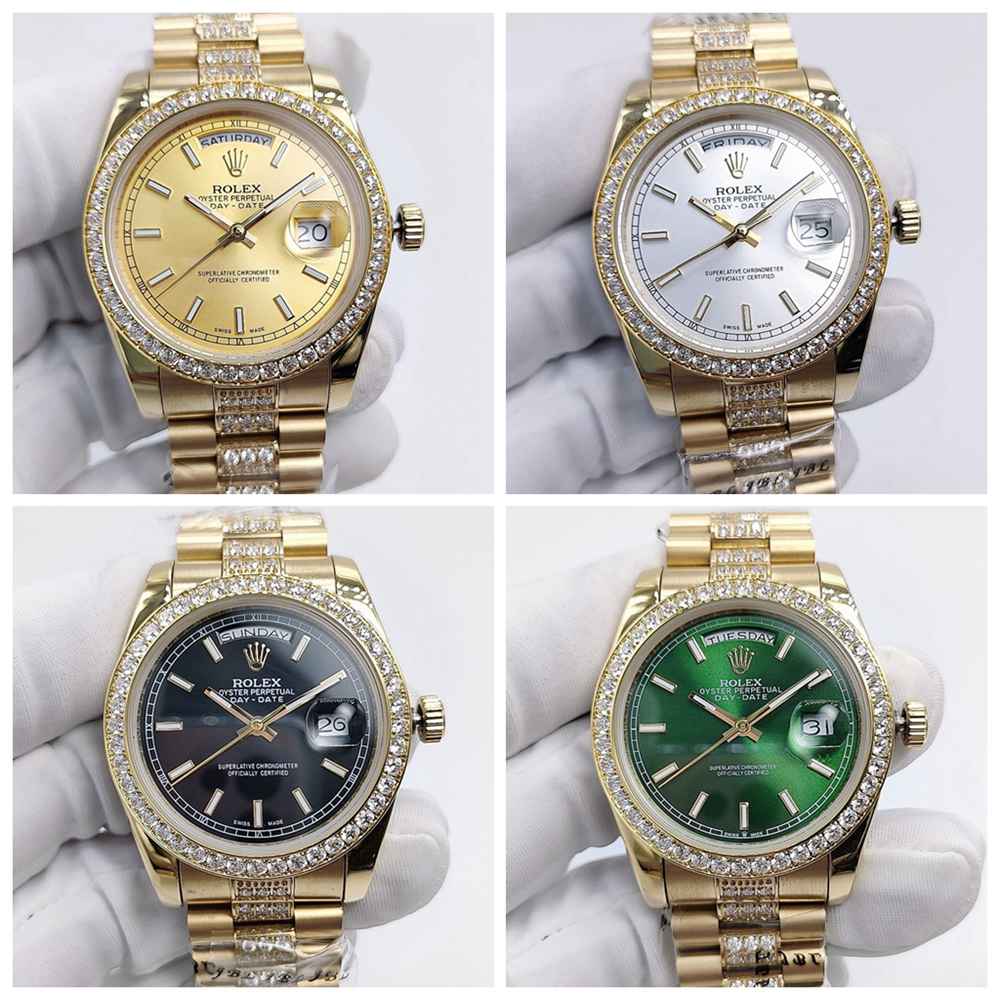 DayDate 36mm gold case diamonds president bracelets gold/white/black/green dials AAA automatic 2813 S040