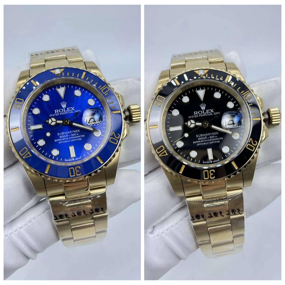 SUB new 41mm full gold case ceramic bezel blue/black AAA automatic 2813 classic Rolex men watches S030