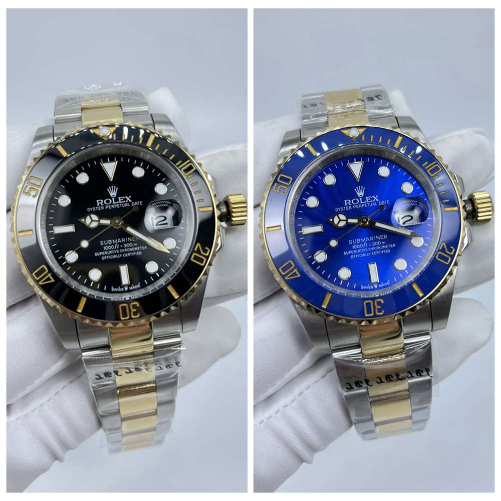 SUB 41mm 2tone gold case black/blue dial ceramic bezel AAA 2813 automatic men new watches S030