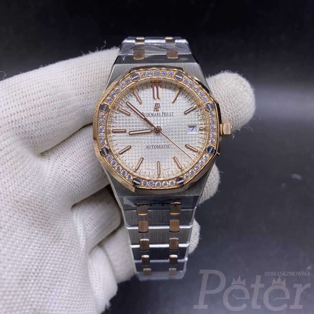 AP women automatic rose gold two tone case diamonds bezel white dial 37mm AAA automatic lady watch YC041