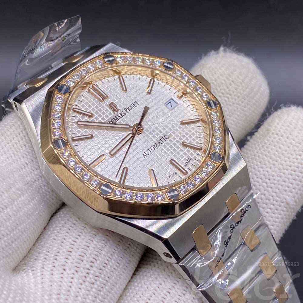 AP women automatic rose gold two tone case diamonds bezel white dial 37mm AAA automatic lady watch YC041