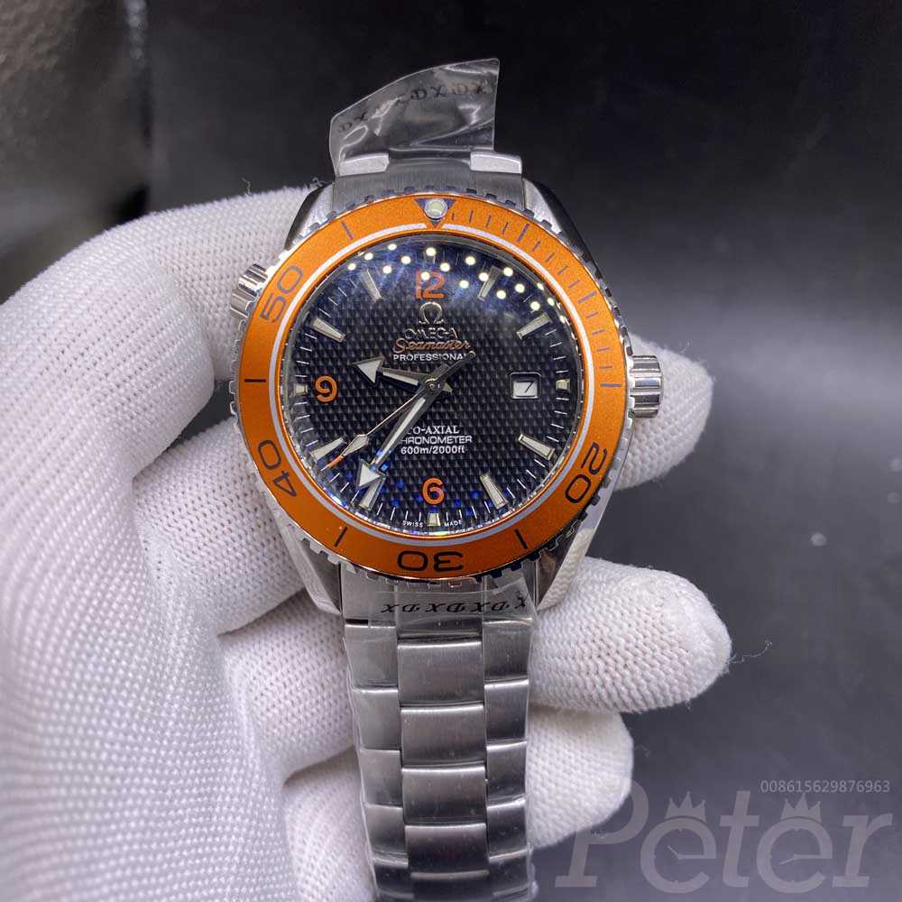 Omega Seamaster silver case 44mm black dial orange bezel AAA automatic men wristwatch AL027