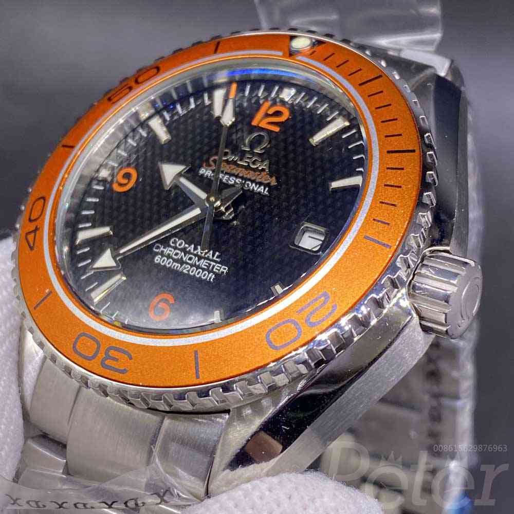 Omega Seamaster silver case 44mm black dial orange bezel AAA automatic men wristwatch AL027