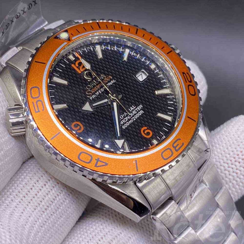 Omega Seamaster silver case 44mm black dial orange bezel AAA automatic men wristwatch AL027