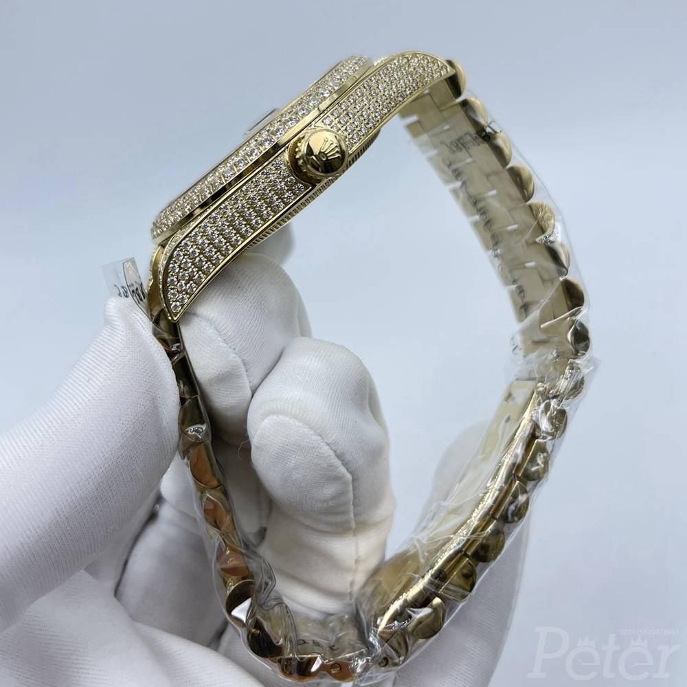 DayDate 41mm black dial diamonds gold case president bracelet shiny zircon stones men AAA watch S100
