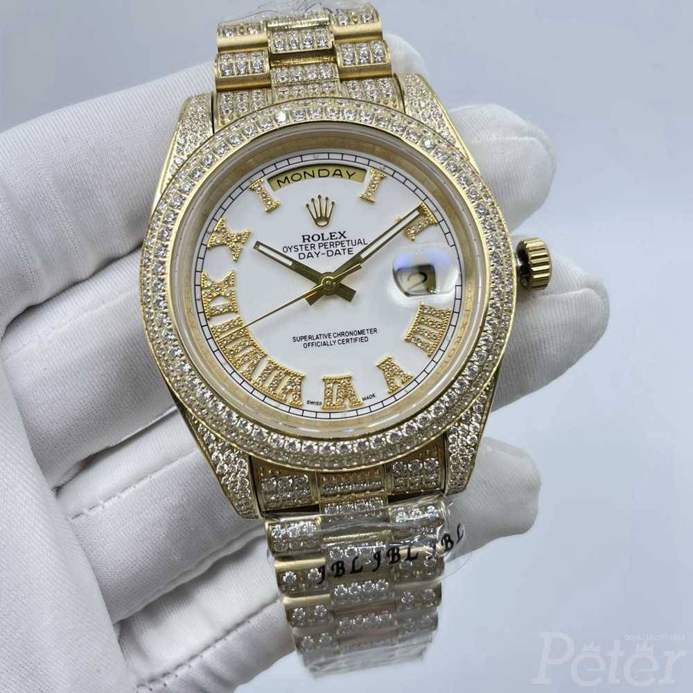 DayDate white dial 41mm gold case full diamonds Roman numbers AAA automatic men watch S100