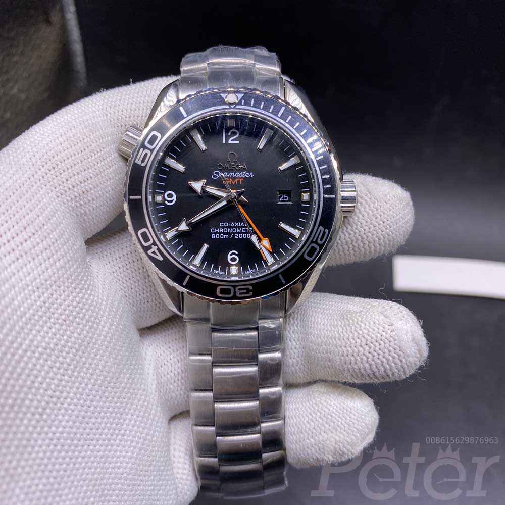 Omega Seamaster GMT stainless steel case 42mm black dial glass back AAA automatic men watch AL030