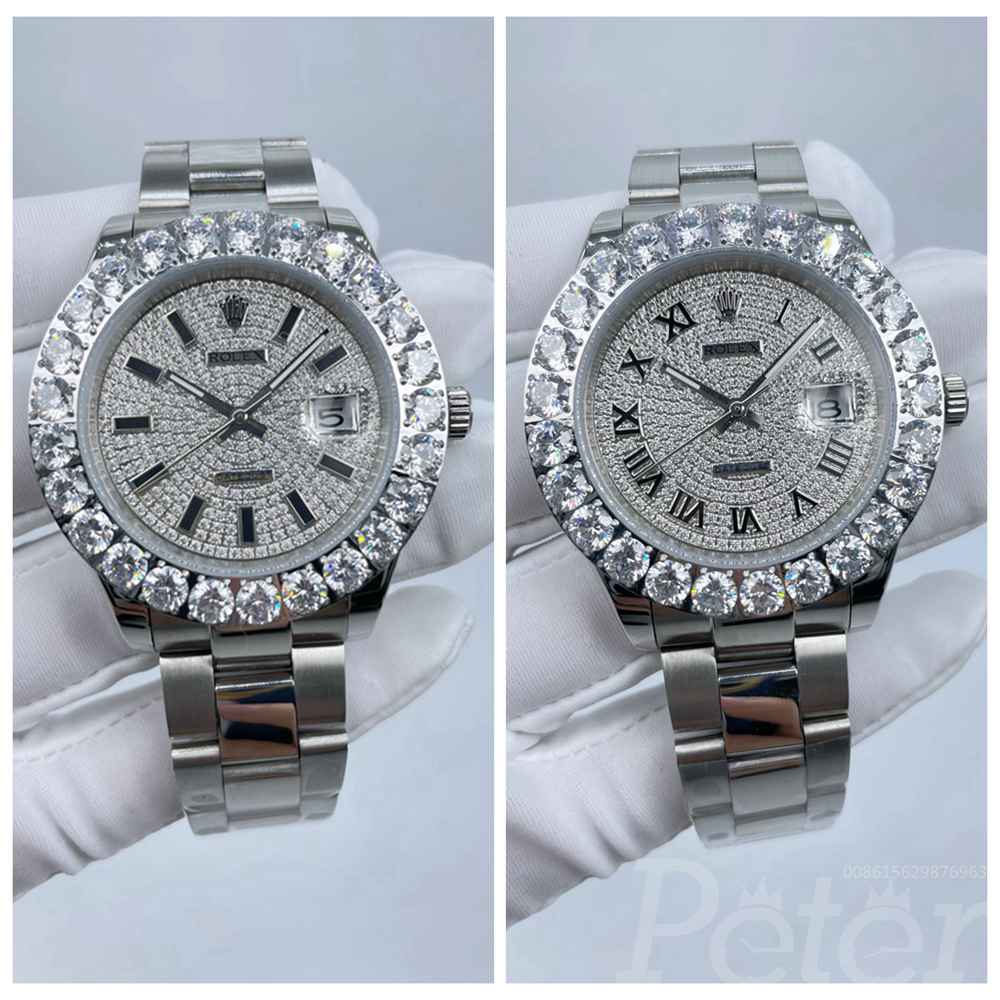 Datejust 43mm diamonds face dash/roman numbers prongset stones bezel AAA automatic oyster bracelet Sxxx