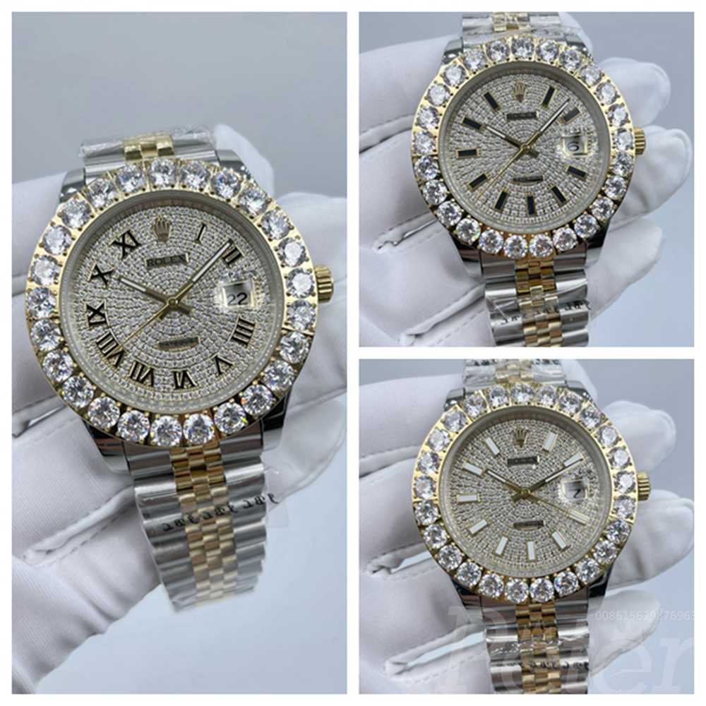 Datejust 2tone gold 43mm diamonds face prongset bezel Roman/dash numbers jubilee bracelet AAA automatic men watches Sxxx