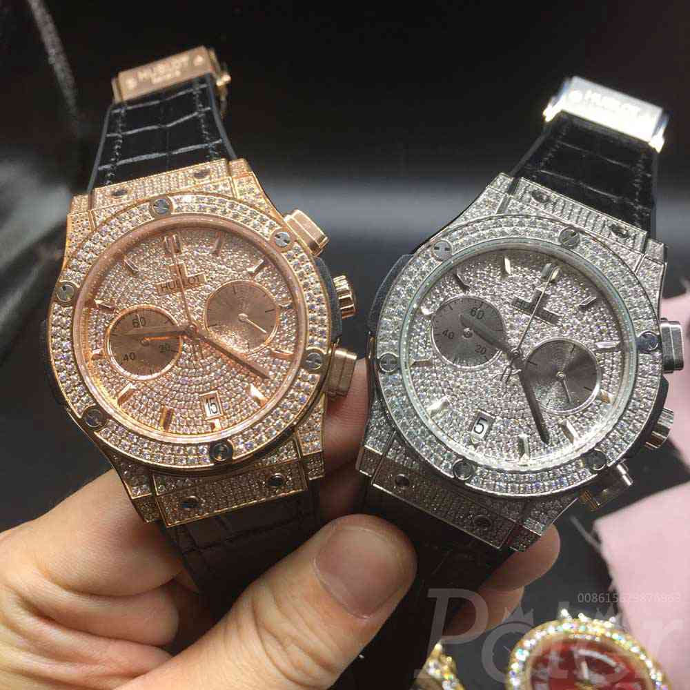 Hublot diamonds silver/rose gold 42mm quartz movement AAA grade full works men stopwatch XJ055