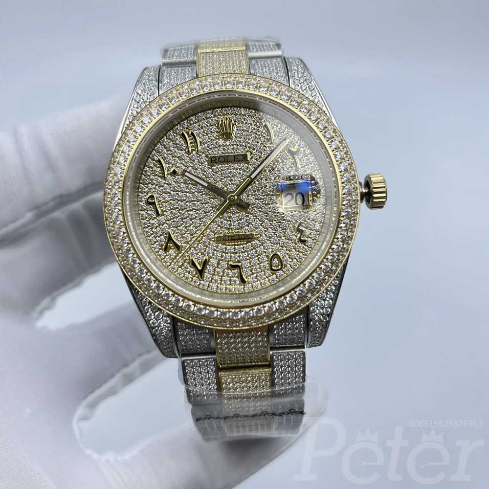 Datejust iced out 2tone gold case 41mm diamonds face Arabic numbers oyster bracelet AAA men watch S