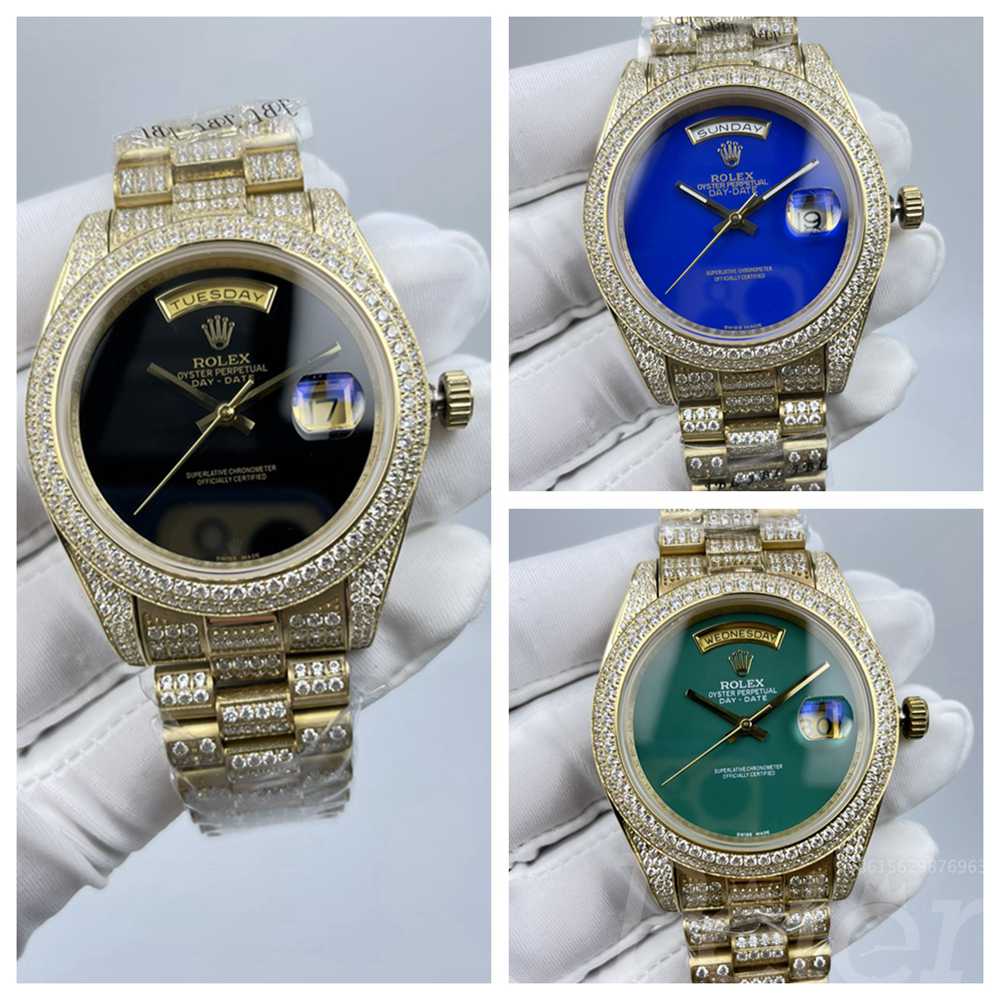 DayDate diamonds gold case 41mm black/blue/green dials AAA automatic president bracelets men watches Sxxx