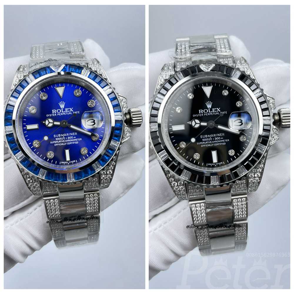 SUB diamonds numbers baguette bezel black/blue dials diamonds straps AAA automatic S078