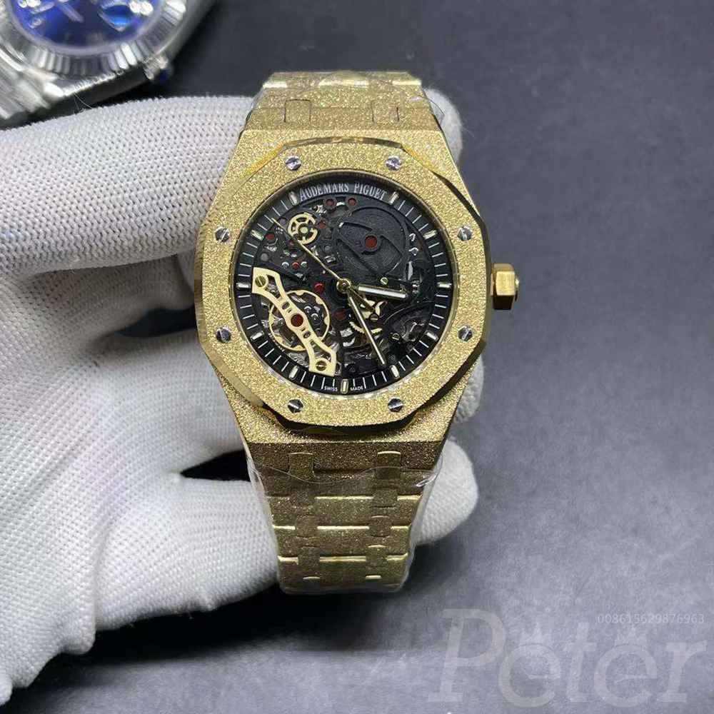 AP frosted gold case skeleton face AAA automatic 42mm men replica watch XJ045