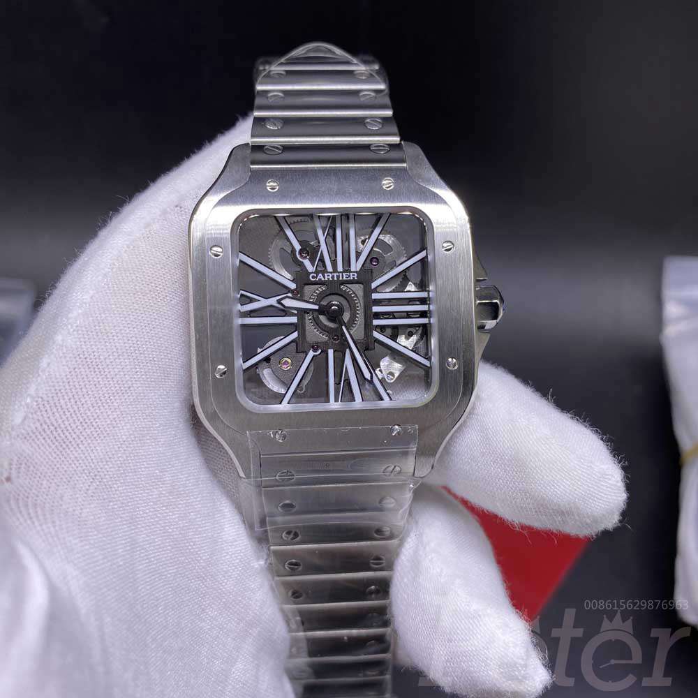 Cartier skeleton stainless steel see-through case 38.5mm Swiss quartz movement luxury brand watch WS185