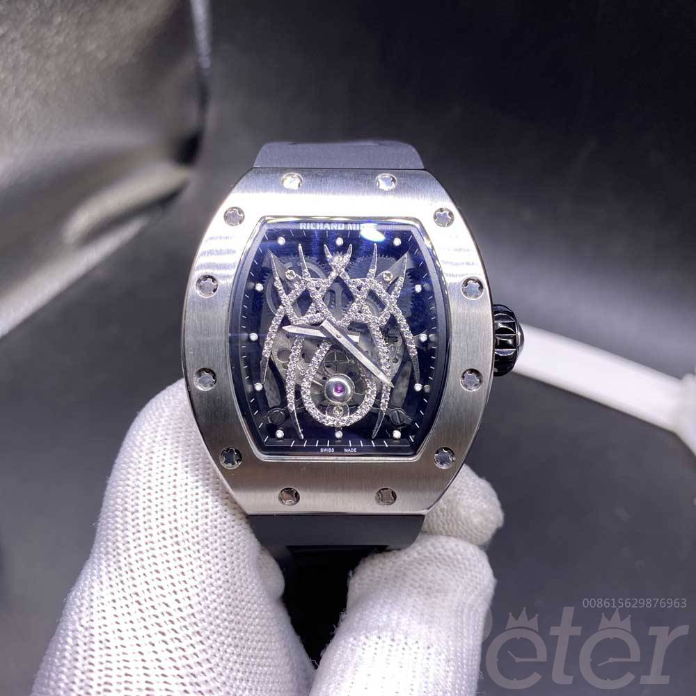 RM19-01 Tonneau silver case 43x50mm spider diamonds skeleton face miyota automatic men watch WS103