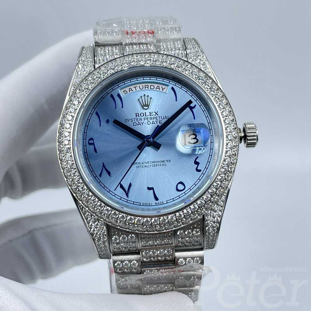 DayDate diamonds silver case 41mm blue dial Arabic numbers president band AAA automatic 2813 S100