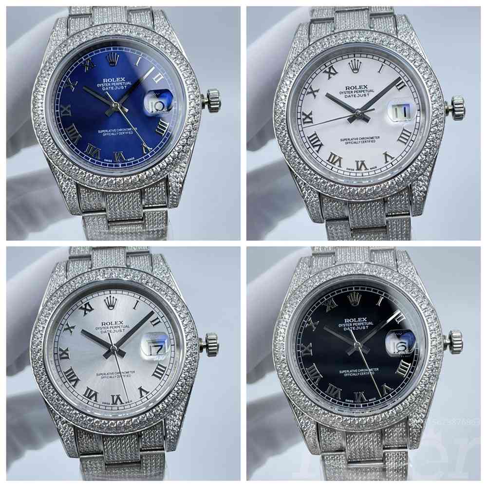Datejust 41mm full diamonds blue/white/silver/black dials roman numbers oyster bracelet AAA automatic 2813 S10