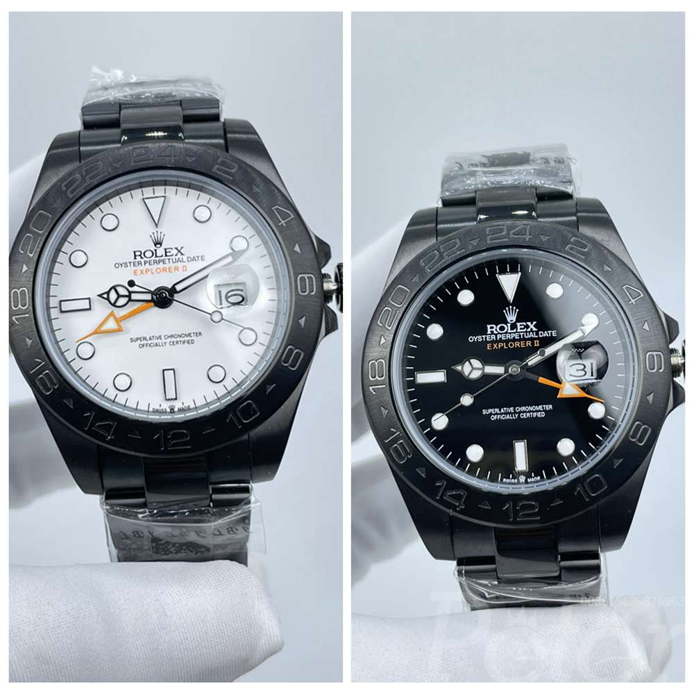 Explorer II black case 42mm white/black dials stainless steel automatic men replica Rolex watches Sx