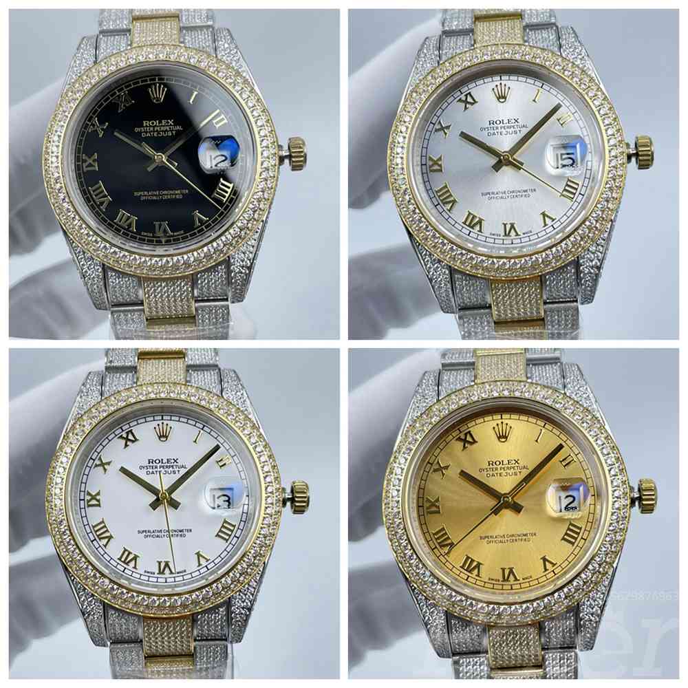 Datejust 41mm 2tone gold case full diamonds oyster band black/silver/white/gold dials roman numbers AAA s