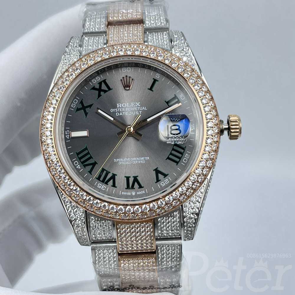 Datejust 2tone rose gold case 41mm full diamonds shiny automatic watch AAA 2813 movement S100