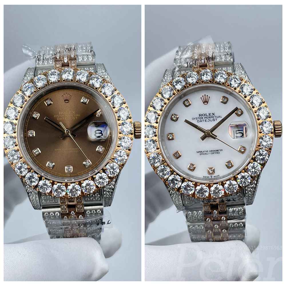Datejust diamonds 2tone rose gold case 43mm prongset bezel brown/white dials jubilee bands AAA automatic S100