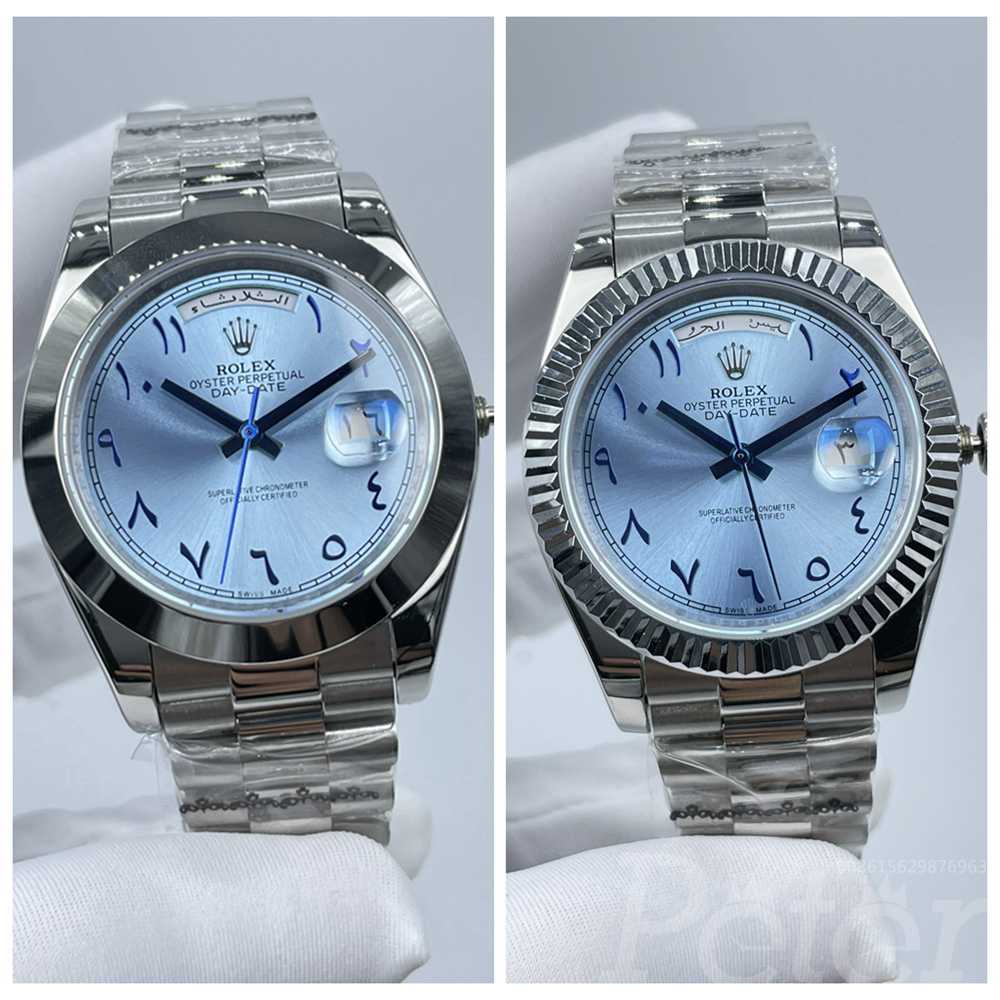 DayDate silver/blue AAA automatic smooth/fluted bezel Arabic numbers president strap men 41mm Sxx